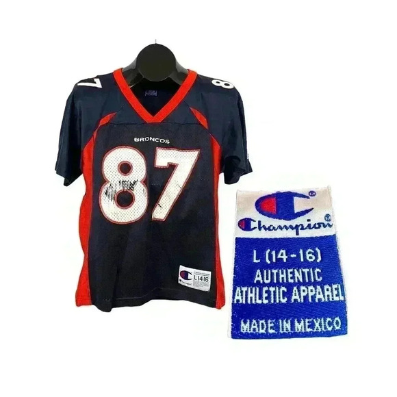VTG Champion Denver Broncos McCaffrey NFL Football Jersey LARGE Youth #87 - Picture 1 of 12